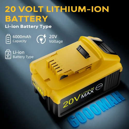 Miniatura 4 de Paquete de 2 baterías de iones de litio de 6.0Ah 20V Max para Dewalt – Reemplazo para baterías Dewalt Dewalt DCB201, DCB200, DCB205, DCB206, DCB207