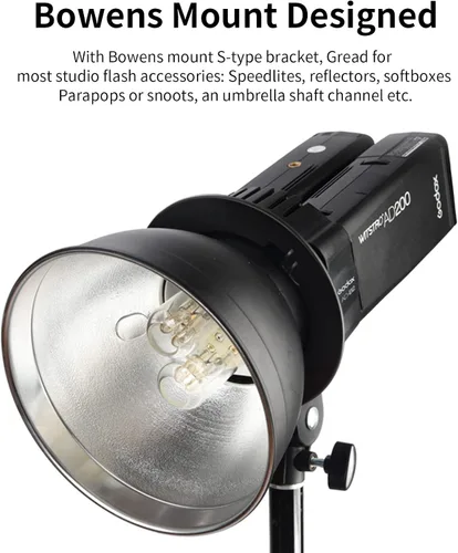 Miniatura 5 de Godox AD-B2 - Cabezal de luz de doble tubo tipo S Bowens Mount Flash Soporte de cabeza doble para instalar 2 flashes de bolsillo Godox AD200