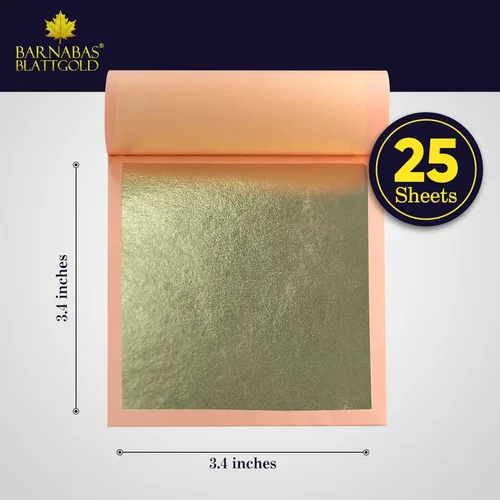Miniatura 2 de BARNABAS BLATTGOLD Gold Leaf - Oro real de 21 quilates [25 hojas, 3.4 pulgadas] - Hojas sueltas para pintura, arte y manualidades Hoja suelta