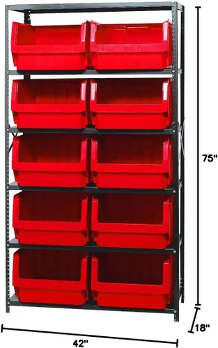 Miniatura 592 de Quantum QSBU-245BK Heavy Duty Shelving Unit with (7) Shelves and (24) QUS245 Black Bins for Garage Warehouse Storage Distribution 400 lb Load