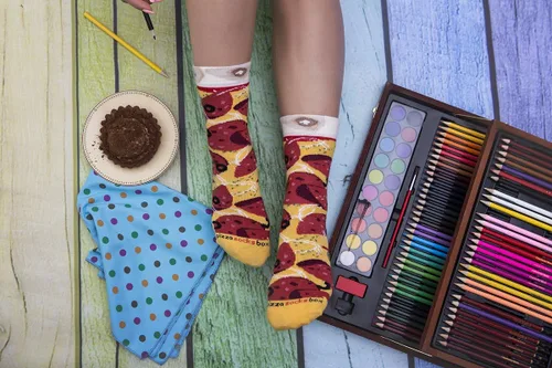 Miniatura 3 de Rainbow Socks - Calcetines Pizza Box - Pepperoni 4 pares de calcetines de algodón - Hecho en Europa Unisex divertido regalo
