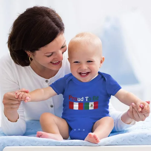 Miniatura 4 de Body de bebé personalizado para niño y niña Orgulloso de ser Perú y México Banderas Ropa de algodón