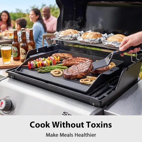 Miniatura 8 de Utheer Griddle Kit, 17" x 13" Pre-Seasoned Cast Iron Flat Top Griddle with 5-Piece Scratch-Free Nonstick Safe Nylon Tools, Universal Grill Griddle