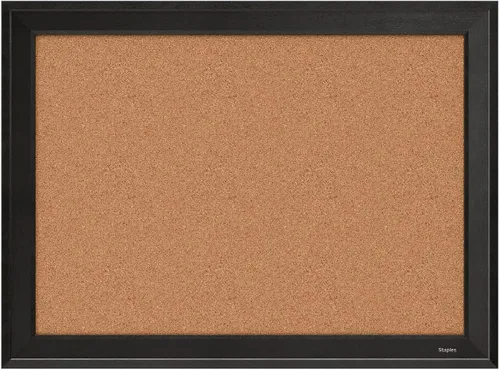 Miniatura 11 de Staples Tablón de anuncios de corcho con marco negro, 2 x 1.5 pies, compacto montado en la pared, tablón de anuncios para oficina en casa y aula