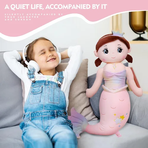 Miniatura 5 de Peluche de Sirena de Animales de Peluche, 23.6 pulgadas Lindo y Suave Rosa Sirena de Peluches para Abrazar Juguetes de Almohada Kawaii Regalo