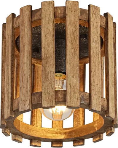 Miniatura 11 de Lámpara de techo de montaje empotrado de granja, lámpara de madera cerca del techo, accesorios de iluminación rústicos de pasillo para cocina