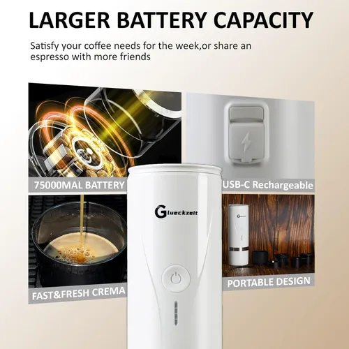 Miniatura 6 de Cafetera eléctrica portátil de café expreso, autocalentadora para viajes en automóvil, para acampar con tipo C, adecuada para café molido y cápsulas