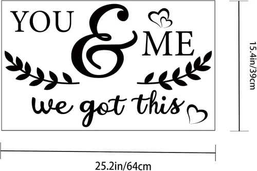 Miniatura 4 de PLIGREAT You & Me We Got This Quotes - Calcomanías de pared para despegar y pegar, adhesivo de pared de vinilo extraíble para el día de San Adhesivo