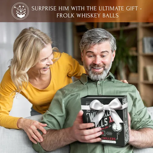Miniatura 3 de Regalos para él – Hombres Papá Marido – 4 bolas de hielo de whisky de acero inoxidable XL, pinzas especiales y bolsa de congelador en caja de regalo
