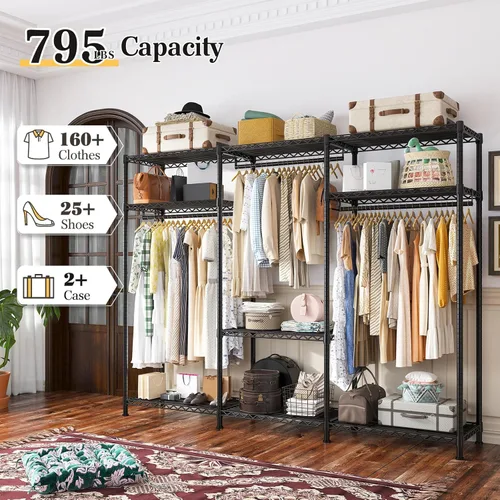 Miniatura 2 de Raybee Perchero de Ropa de Servicio Pesado Capacidad de Carga 795 LBS Percheros de Ropa Portátiles para Colgar Ropa Perchero Ajustable, 56" An x 16