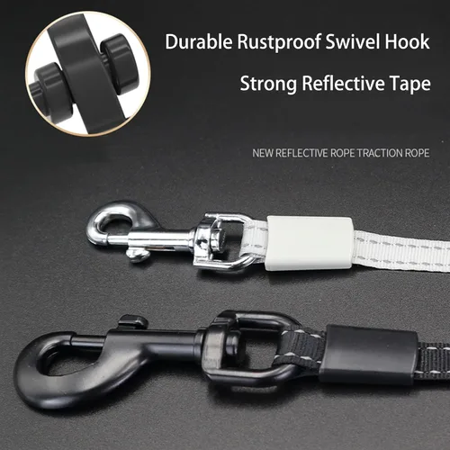 Miniatura 4 de Correa retráctil para perro de 360° sin enredos, cinta de nailon reflectante resistente de 10 pies de largo, hasta 44 libras, sistema de frenado