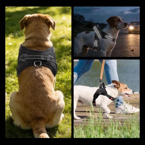 Miniatura 6 de Arnés para perro, chaleco para mascotas sin tirones, tira reflectante a prueba de escape, fácil de ajustar, arnés para perro con función a prueba