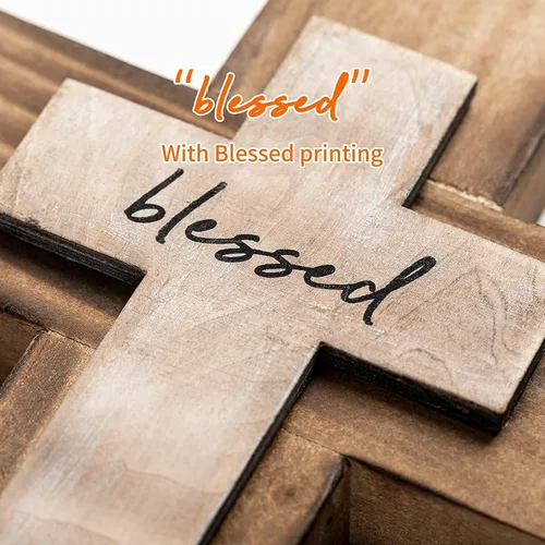 Miniatura 3 de OKSQW Cruz de pared de madera cristiana espiritual Cruz religiosa Regalos con gancho para colgar en la pared o mesa con bendita para la iglesia