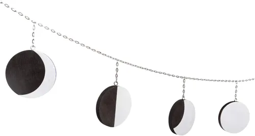 Miniatura 5 de Mkono Guirnalda de metal para colgar en la pared de fase lunar, estilo bohemio, decoración del hogar, con lunas de madera, regalo para ventana