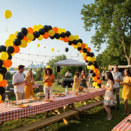 Miniatura 5 de TNWBA Paquete de 60 globos de látex de 12 pulgadas, color negro, amarillo, naranja, para cumpleaños, bodas, baby shower, decoración de fiesta