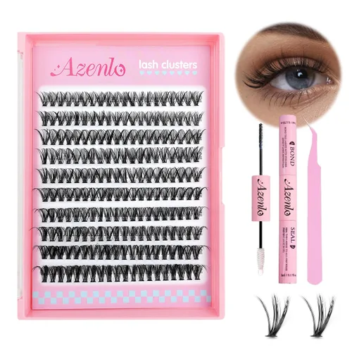Miniatura 13 de Extensiones de pestañas Azenlo 40D+60D en racimo, 240 unidades, kit de pestañas individuales, 10-16 mm, kit de pestañas en banda delgada