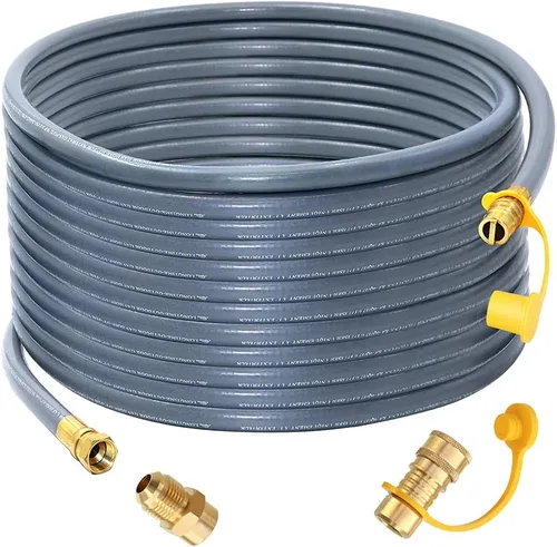 Mejorado 48 pies 1/2 pulgada Kit de extensión de manguera de gas natural con accesorios de conexión rápida para kit de conversión de gas de parrilla