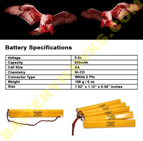 Miniatura 4 de (5 unidades) BAT9.6V700 9.6v 900mAh Señal de salida Luz de emergencia ELBB003 ELB-B003 NiCad Batería Reemplazo ELB-B004 ELBB004 OSA228 CUSTOM-306-U