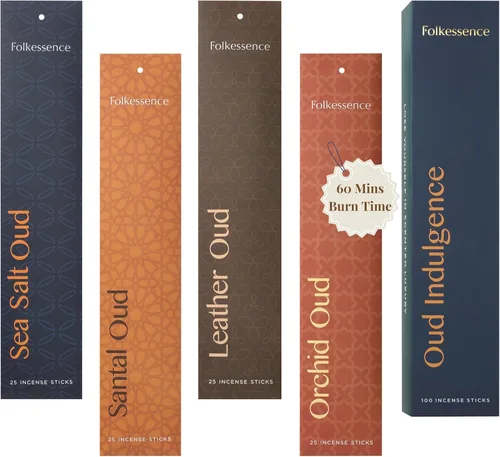 Miniatura 19 de Folkulture Varillas de incienso (120 varillas) Juego de 6 incienso premium para relajación, aromaterapia, sin carbón, orgánico, no tóxico, 45