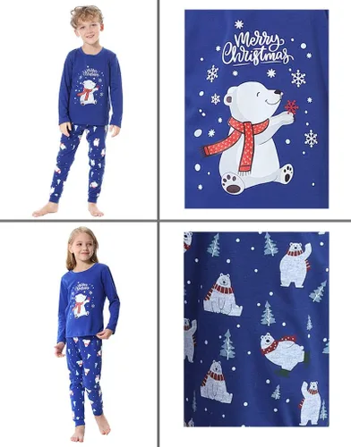 Miniatura 6 de Hupohoi - Conjunto de pijamas a juego para toda la familia lindo oso polar ropa para dormir navideña.
