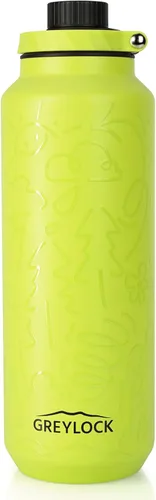 Miniatura 13 de GREYLOCK Botella de agua aislada de 24 onzas con tapa con popote, botella de acero inoxidable reutilizable a prueba de fugas, fría y caliente las 24