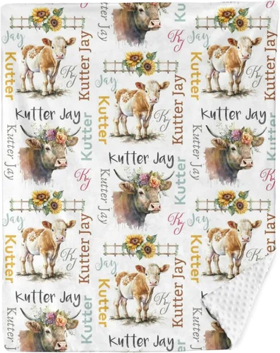 Miniatura 14 de Mantas de bebé personalizadas para niños, manta de felpa suave de doble capa con respaldo de puntos, manta personalizada de oso minky, manta de bebé
