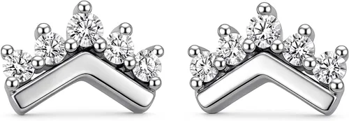 Miniatura 3 de LeCalla Pendientes pequeños de plata de ley 925 con circonitas ligeras