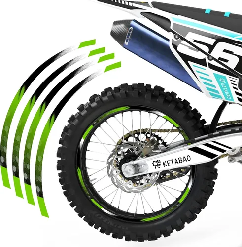 Miniatura 13 de KETABAO Cinta adhesiva para llanta de motocross B01, diseño de rayas de 21, 19 pulgadas, compatible con RMZ 250 450 RM-Z250 RM-Z450 (azul)
