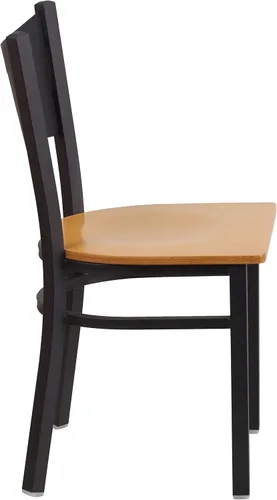 Miniatura 5 de Flash Furniture Silla de restaurante de metal con respaldo de café negro de la serie HERCULES - Asiento de madera natural Asiento de madera