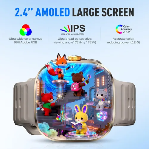 Miniatura 3 de Reloj inteligente con cámara, sistema dual Android Smartwatch, pantalla AMOLED de 2.4 pulgadas, cámara giratoria, GPS, batería larga de 2100 mAh