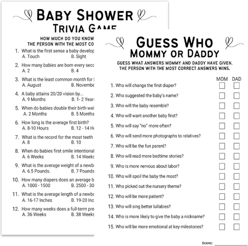 Miniatura 6 de Kihraw Juegos de baby shower, 50 tarjetas de juego de peleas aptas para baby shower, género neutro, minimalista