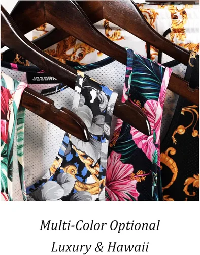 Miniatura 7 de JoZorro Conjunto de camiseta sin mangas con estampado floral para hombre, camiseta deportiva casual con estampado de lujo, ropa deportiva hawaiana