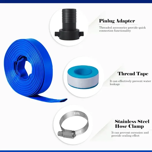 Miniatura 5 de Kit de manguera de retrolavado de piscina Eastrans de 2 pulgadas x 50 pies con adaptador NPT hembra, manguera de bomba de descarga resistente