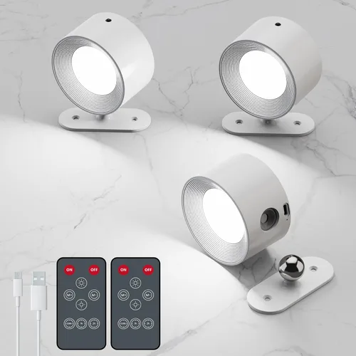 Miniatura 7 de AKSDA Juego de 2 apliques de pared que funcionan con pilas, luces de pared LED magnéticas inalámbricas con 3 temperaturas de color y control táctil