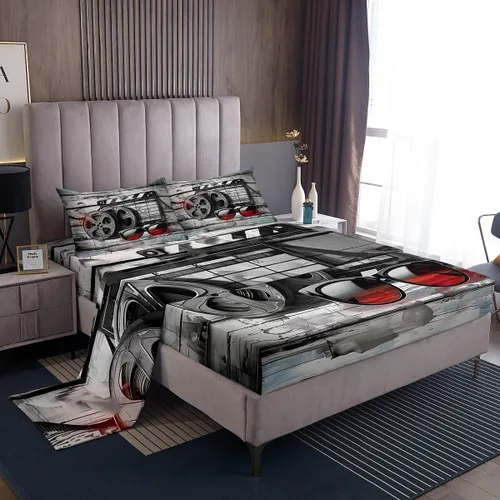 Miniatura 9 de Homewish Juego de sábanas de música de piano, tamaño Queen, juego de ropa de cama de notas musicales de 4 piezas para decoración de habitación