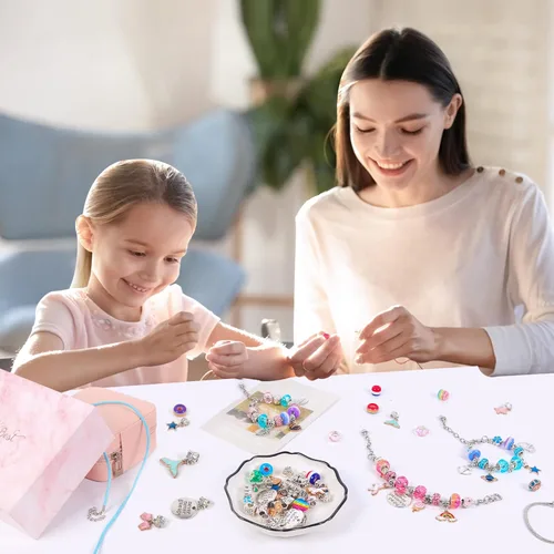 Miniatura 7 de Kit de Fabricación de Pulseras con Abalorios de ELLENER - Un Regalo Perfecto de Cumpleaños y Vacaciones para Niñas de 6, 7, 8, 9, 10 Años con Caja
