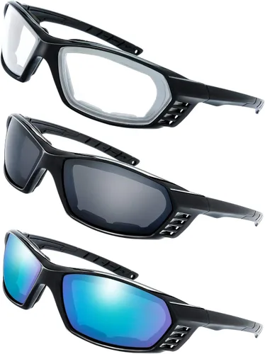 Miniatura 17 de Gafas de Motocicleta con Marco Acolchado y Lentes que Bloquean 100% UVB/UVB para Actividades al Aire Libre y Deportes 5-negro mate