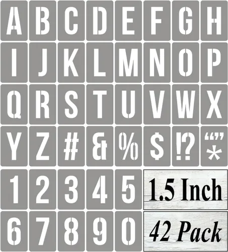Miniatura 18 de Plantillas de letras del alfabeto de 12 pulgadas para pintar, paquete de 42 plantillas de letras y números con letreros para pintar sobre madera