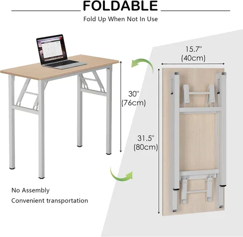 Miniatura 3 de Need AC5AW - Escritorio pequeño plegable, resistente y robusto para computadora, oficina en casa, dormitorios y espacios pequeños, no requiere Roble