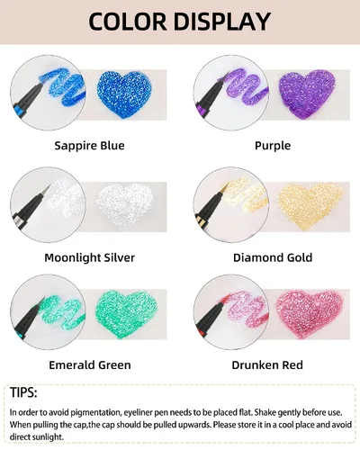 Miniatura 2 de Lápiz delineador de ojos con purpurina azul, 1 unidad, impermeable, a prueba de manchas, larga duración, alta pigmentación, sombra de ojos, 6 tonos