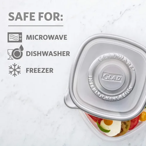 Miniatura 9 de Recipientes de almacenamiento de alimentos GladWare Home Tall Entrée, cuadrados grandes con capacidad para 42 onzas, juego de 3 unidades, con sello