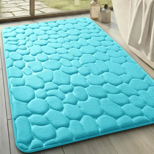 Miniatura 29 de YIHOUSE - Alfombra de espuma viscoelástica para pasillo, alfombras de baño con patrón de adoquín, superabsorbentes, alfombras de baño lavables a