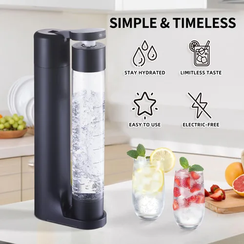 Miniatura 5 de Máquina de Agua con Gas Fabricante de Soda Dispensador de Bebidas para el Hogar, Fabricante de Soda Streaming con 2 Botellas sin BPA (1L)