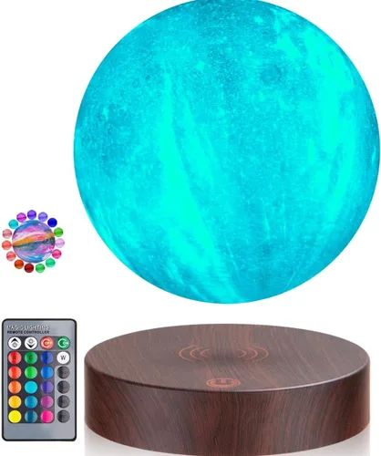 Miniatura 7 de Lámpara de luna levitante de 16 colores flotante y giratoria, luz nocturna de luna LED con control remoto, levitación magnética, impresión 3D, Luna