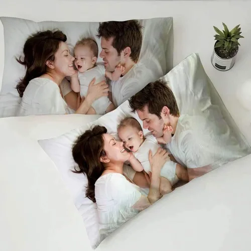 Miniatura 5 de guf Juego de ropa de cama personalizada con foto y fundas de almohada, juego de edredón de 3 piezas, sábanas personalizadas, para la familia, regalo