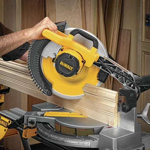 Miniatura 4 de DEWALT Hoja de sierra ingletadora de 12 pulgadas, ATB, corte delgado, corte transversal, eje de 1 pulgada, 80 dientes (DW3128), amarillo