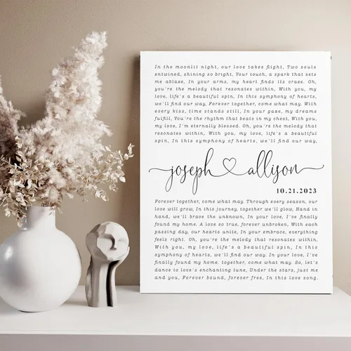 Miniatura 5 de Letras de canciones personalizadas para pared, regalo de boda de aniversario personalizado para parejas, póster de letras de boda, regalo de primera
