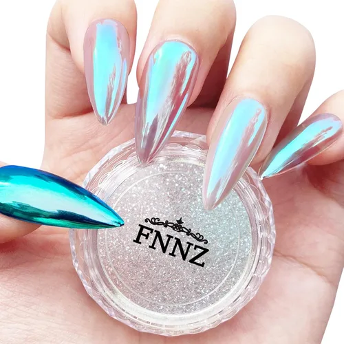 Miniatura 8 de FNNZ Chrome Nail Powder, Aurora Mirror Effect Unicorn Chrome Nail Powder, Mermaid Nail Chrome Powder for Nail Art Decoration, Light-Changing Pigment