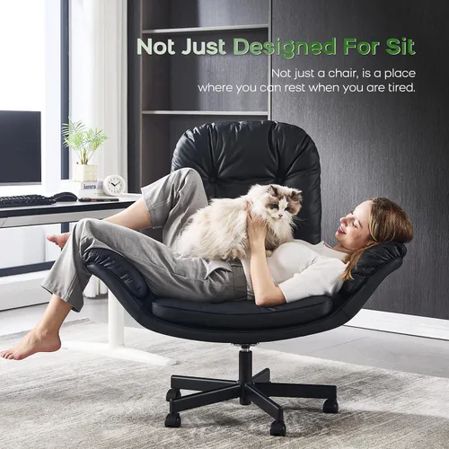 Miniatura 6 de amseatec Silla Criss Cross con reposabrazos y ruedas para sentarse con las piernas cruzadas, cómoda silla de escritorio giratoria ajustable