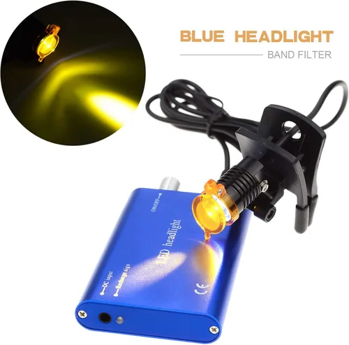 Miniatura 7 de Faro de 3W con filtro de clip de plástico, luz principal, faro para lupa binocular con bolsa (azul)
